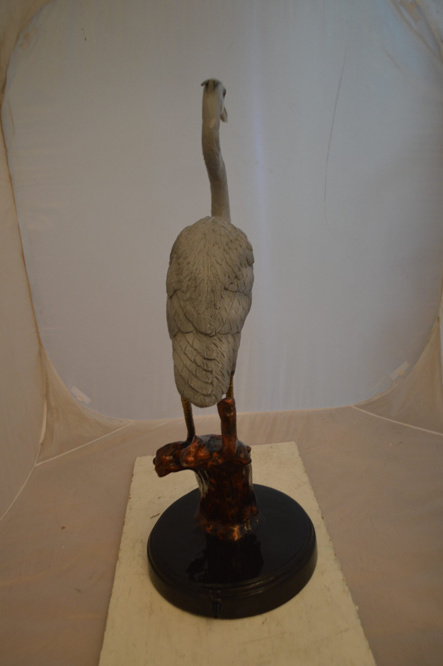Crane Bronze Statue Fountain - Size: 29"L x 13"W x 42"H.
