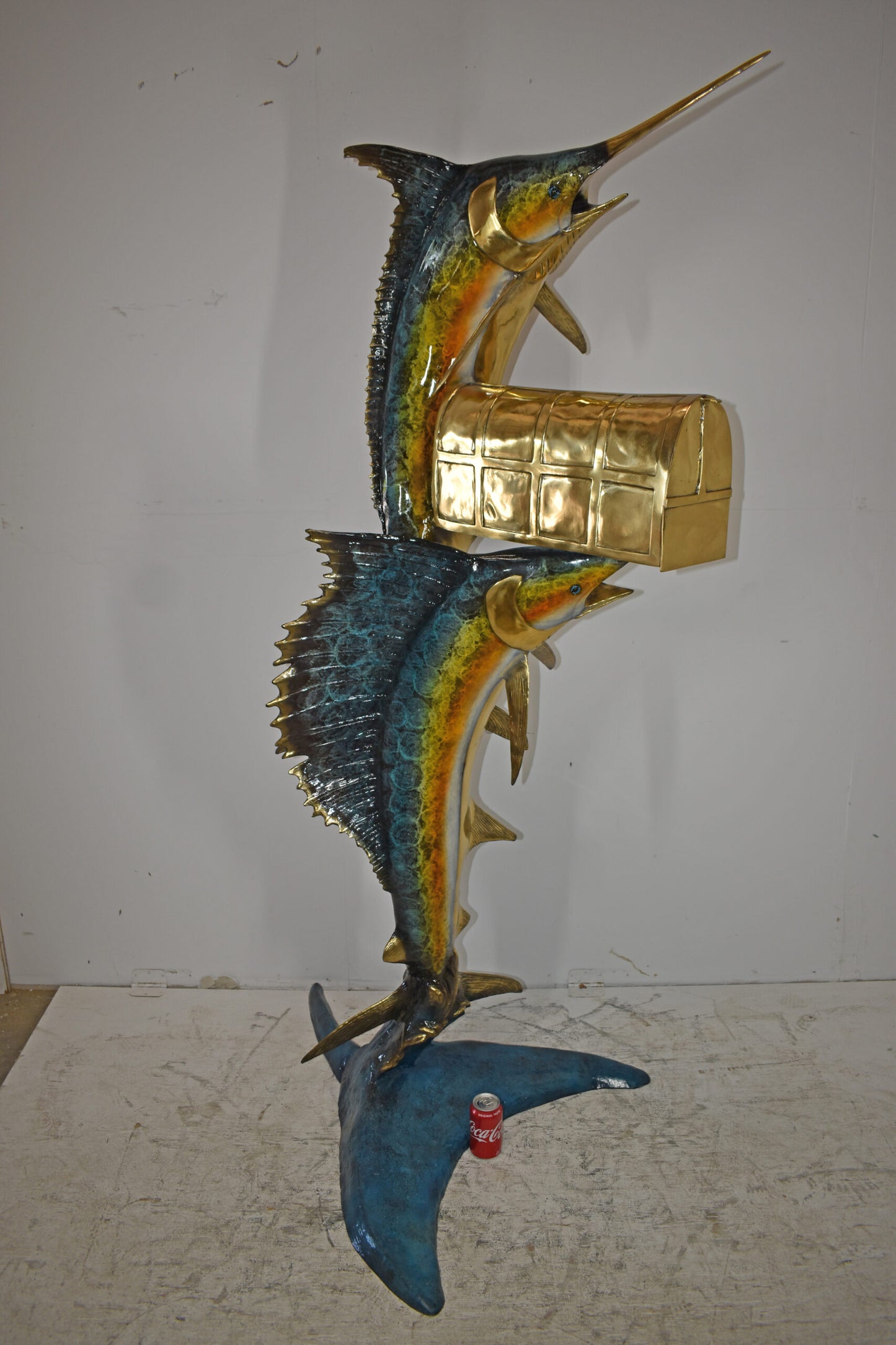 Sailfish and marlin fish Bronze Statue - mailbox Size: 29" x 35" x 77"H