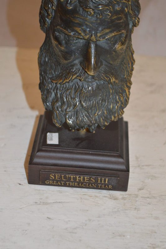 Bronze Head Of King Seuthes III -  Size: 4"L x 4"W x 9"H.