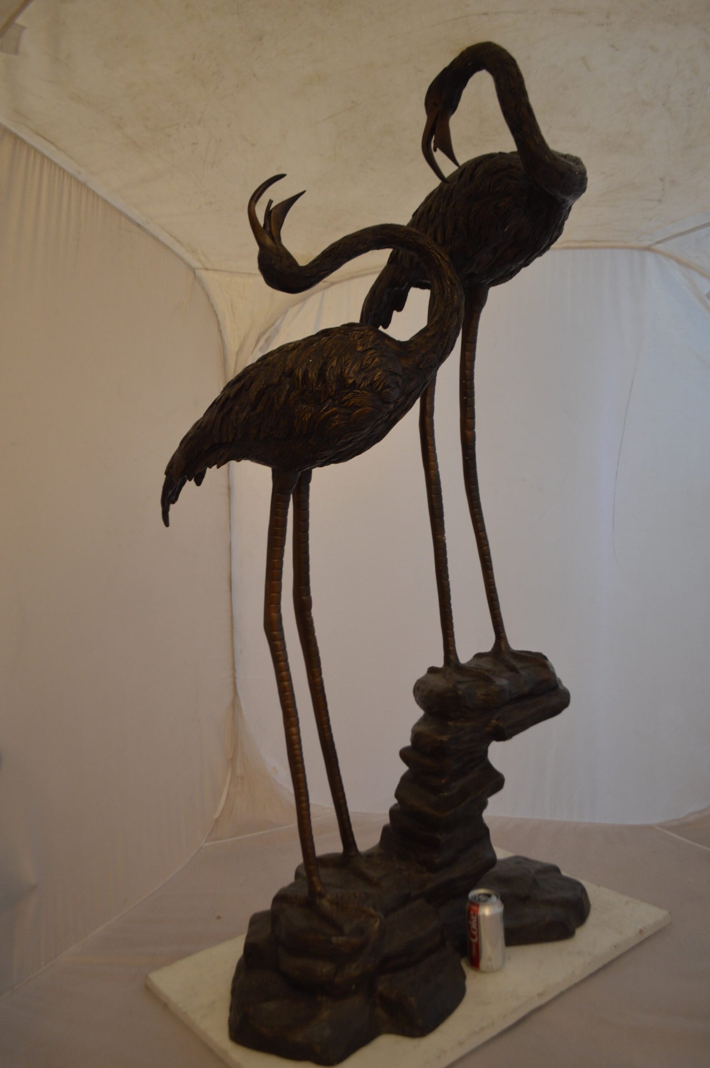 Pair of Flamingos Bronze Statue Fountain - Size: 33"L x 22"W x 60"H.