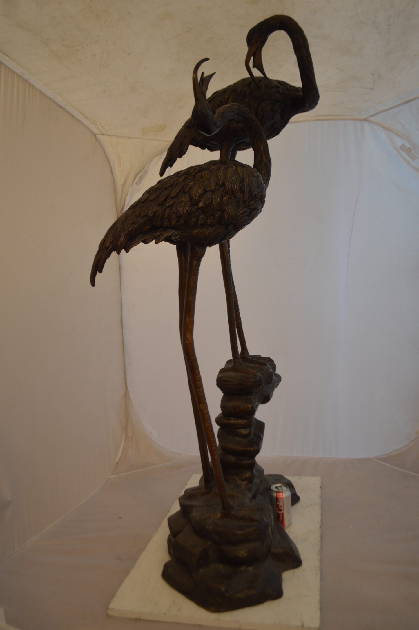 Pair of Flamingos Bronze Statue Fountain - Size: 33"L x 22"W x 60"H.