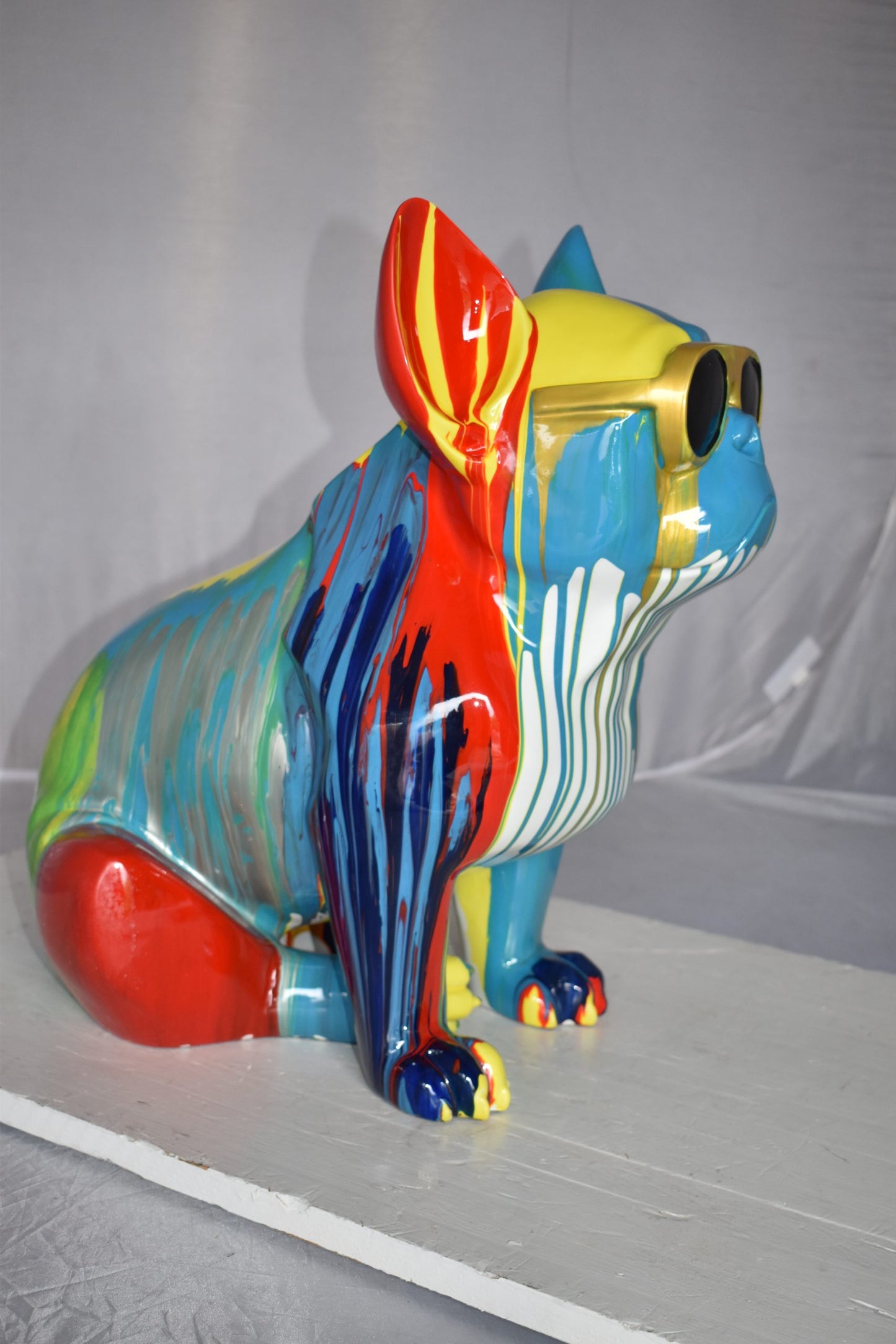 Nifao Graffiti-Inspired French Bulldog Resin Statue with Glasses – Modern Home Decor, 19"L x 12"W x 19"H
