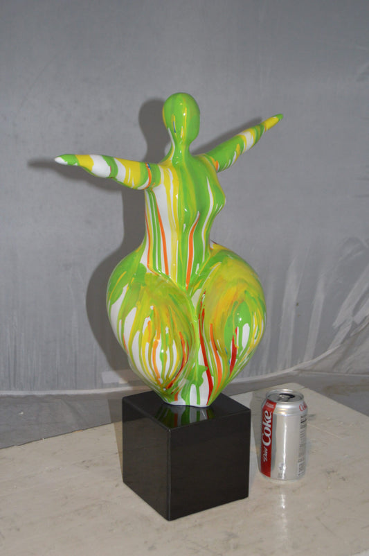 Modern Art Aerobic Lady Resin Statue - Size: 16"L x 9"W x 22"H.