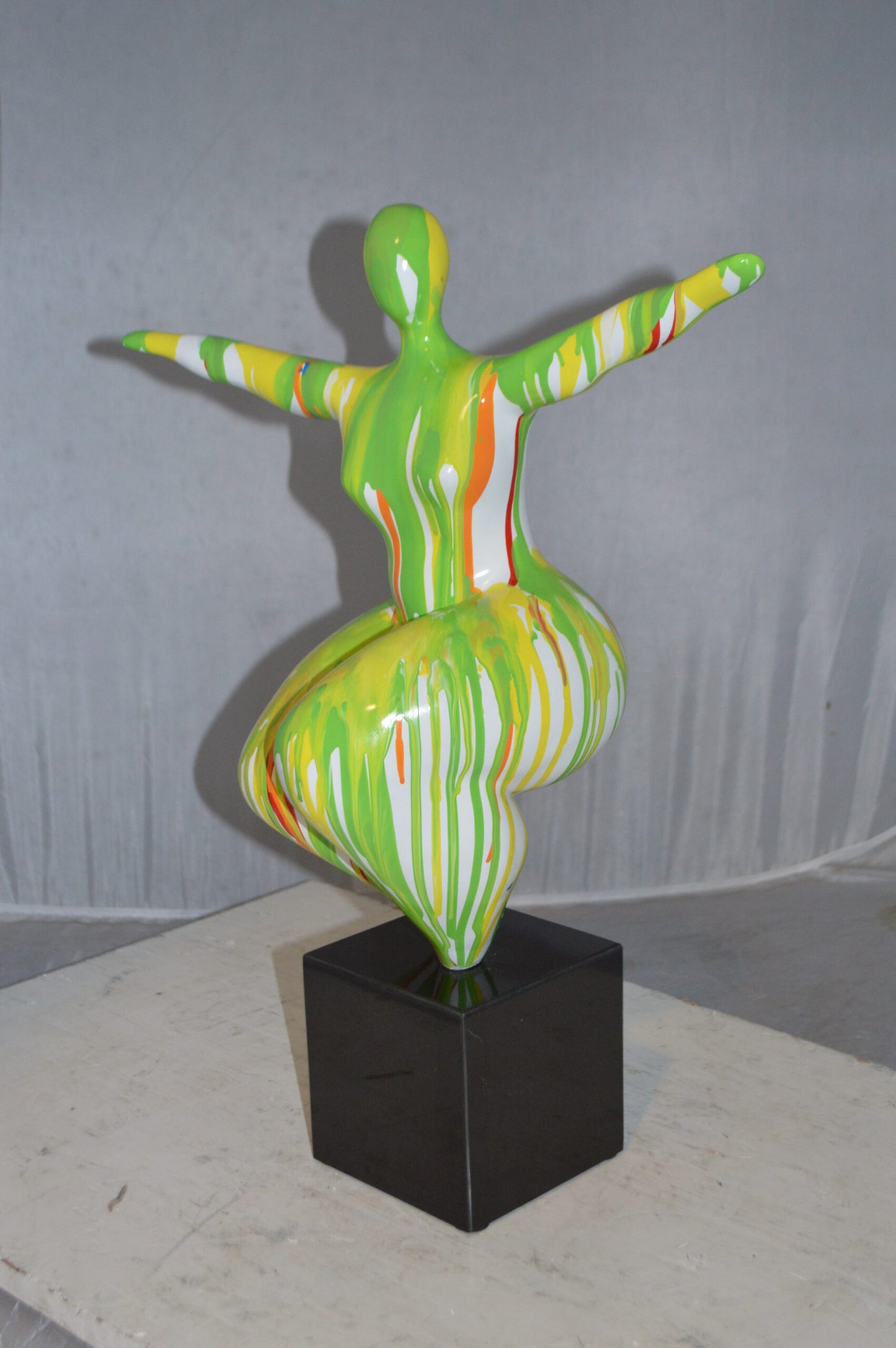 Modern Art Aerobic Lady Resin Statue -  Size: 16"L x 9"W x 22"H.