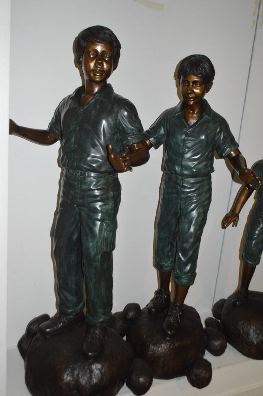 Five Kids Walking on Rocks Bronze Statues -  Size: "L x "W x "H.