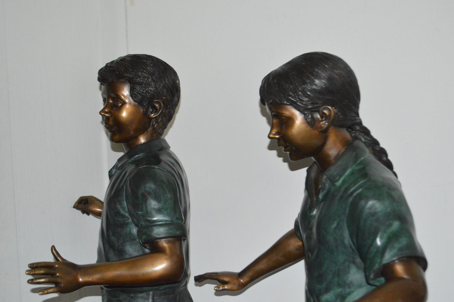 Five Kids Walking on Rocks Bronze Statues -  Size: "L x "W x "H.