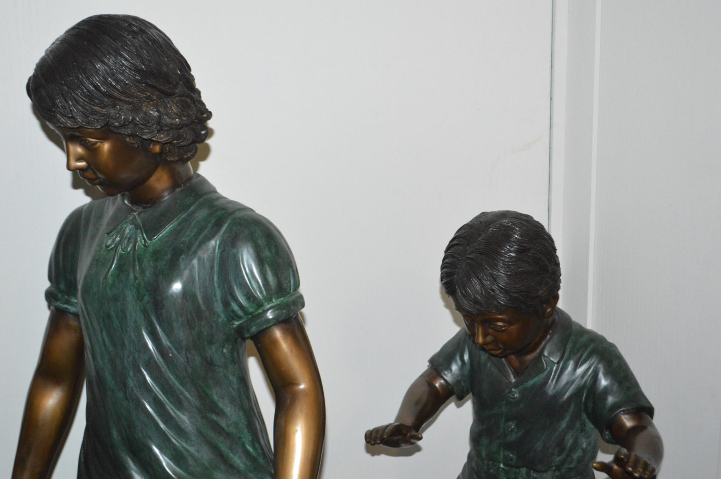 Five Kids Walking on Rocks Bronze Statues -  Size: "L x "W x "H.