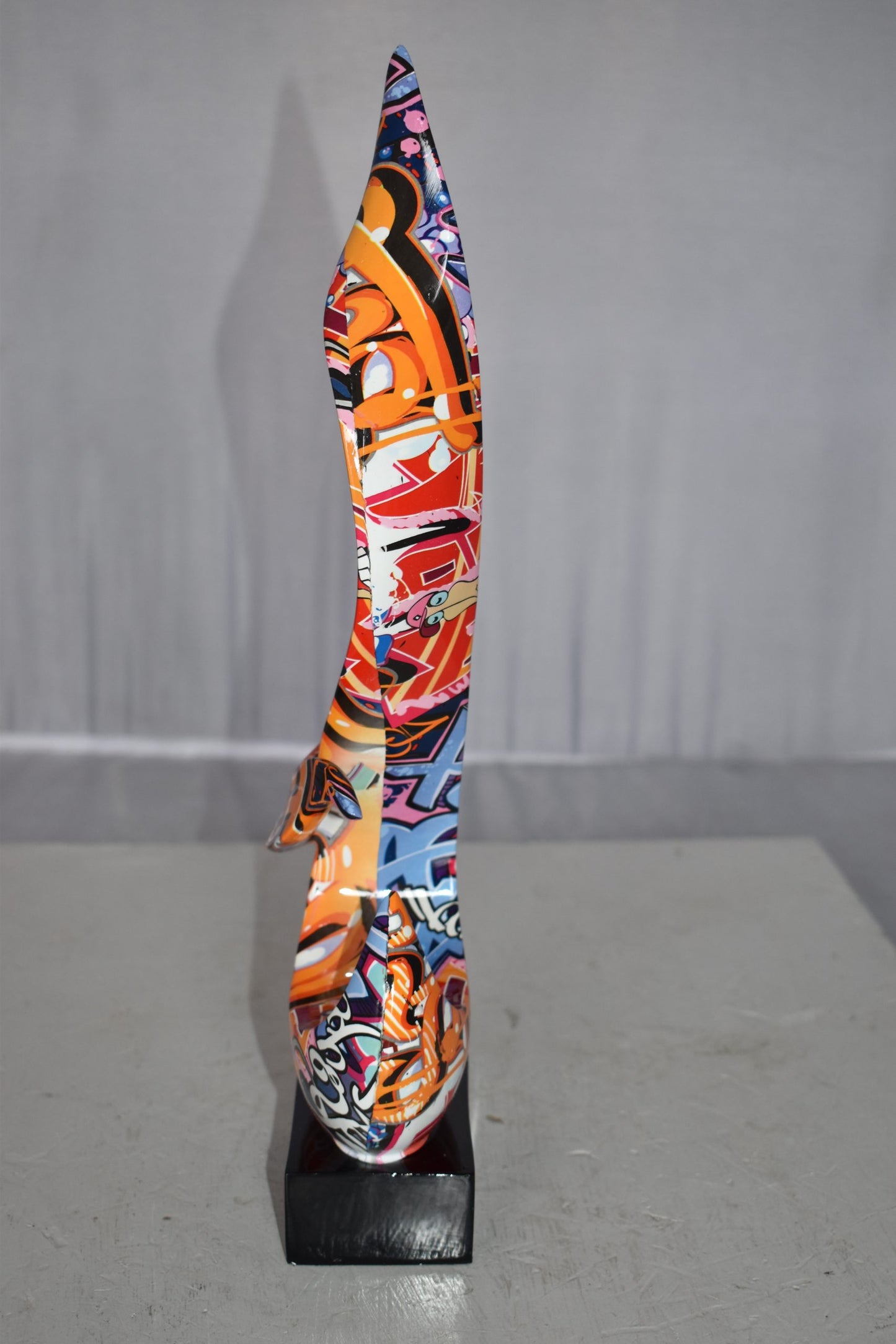 Modern Art Abstract of Fire Painted Graffiti Style Resin Statue 6" x 3" x 16"H