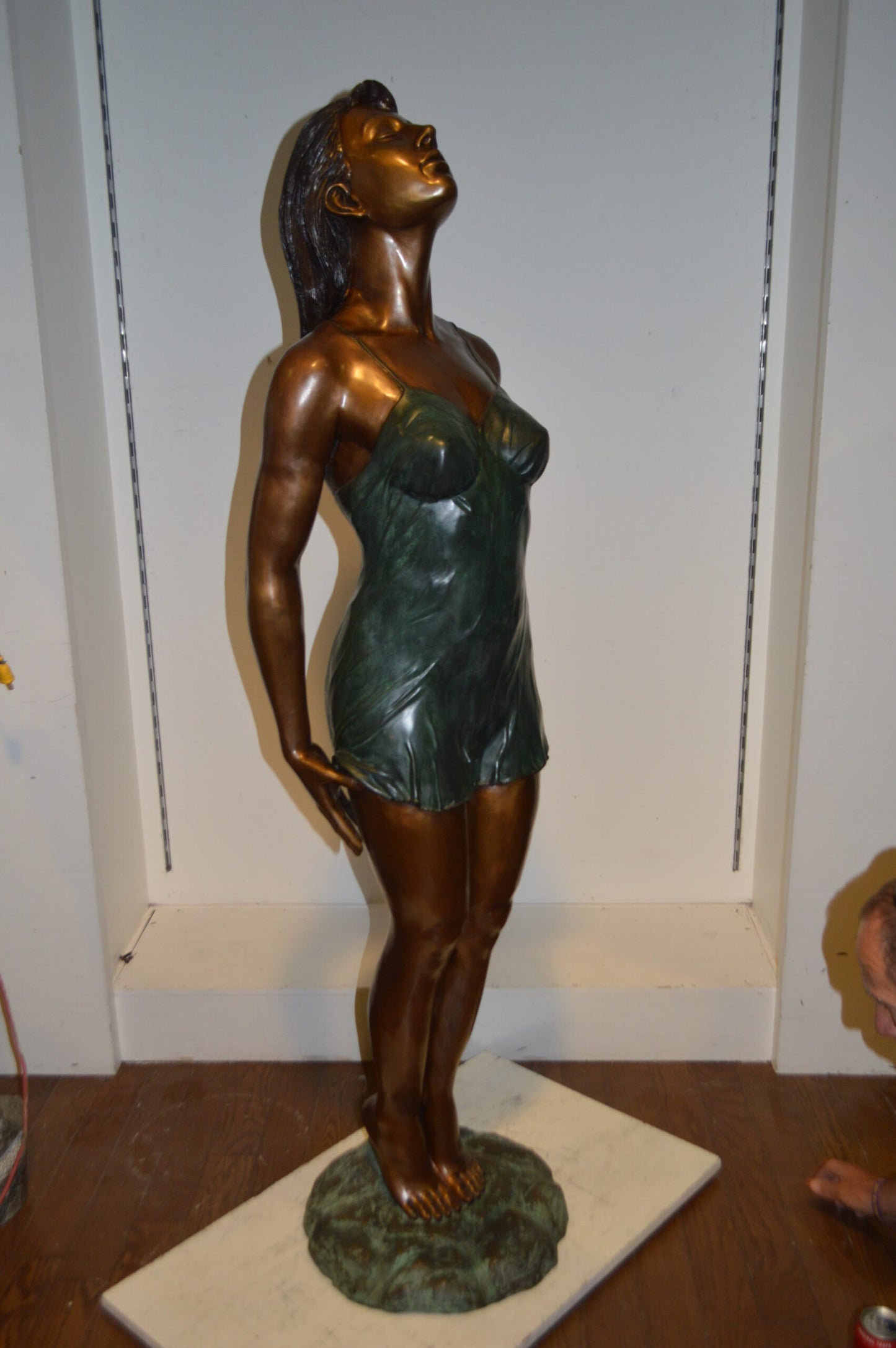 Spring Lady Watching The Sun Bronze Statue - Size: 18"L x 12"W x 64"H.