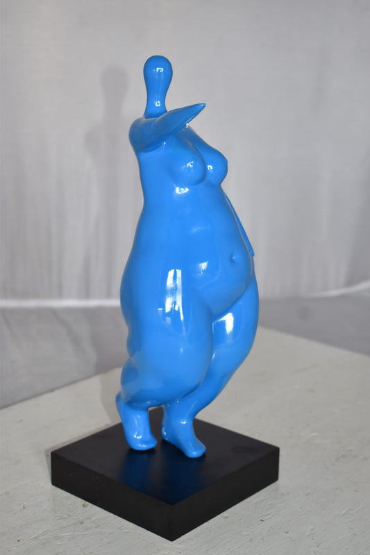Modern art Voluptuous Blue Lady Hand Forward Resin Statue Size: 8" x 6" x 14"H