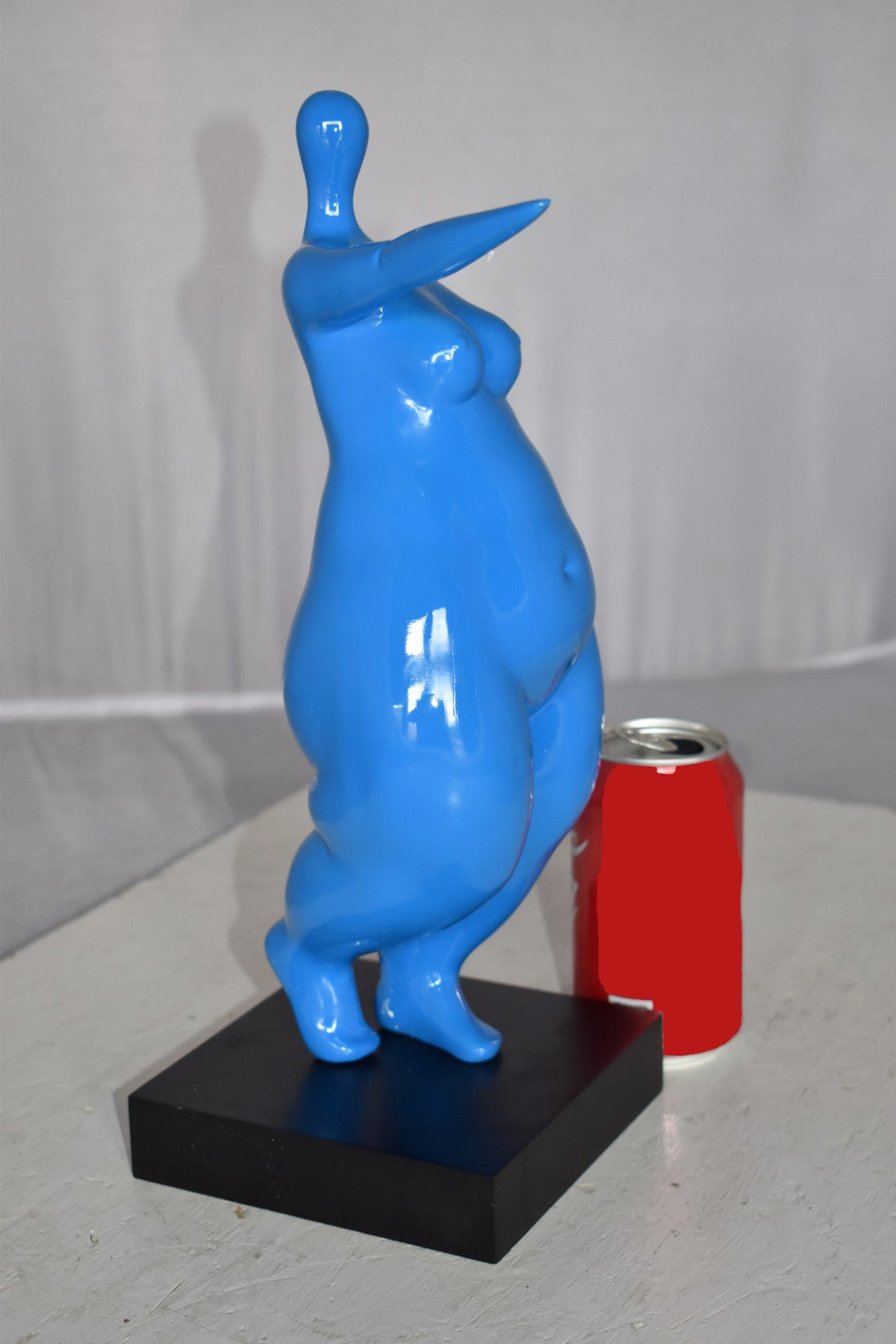 Modern art Voluptuous Blue Lady Hand Forward Resin Statue Size: 8" x 6" x 14"H