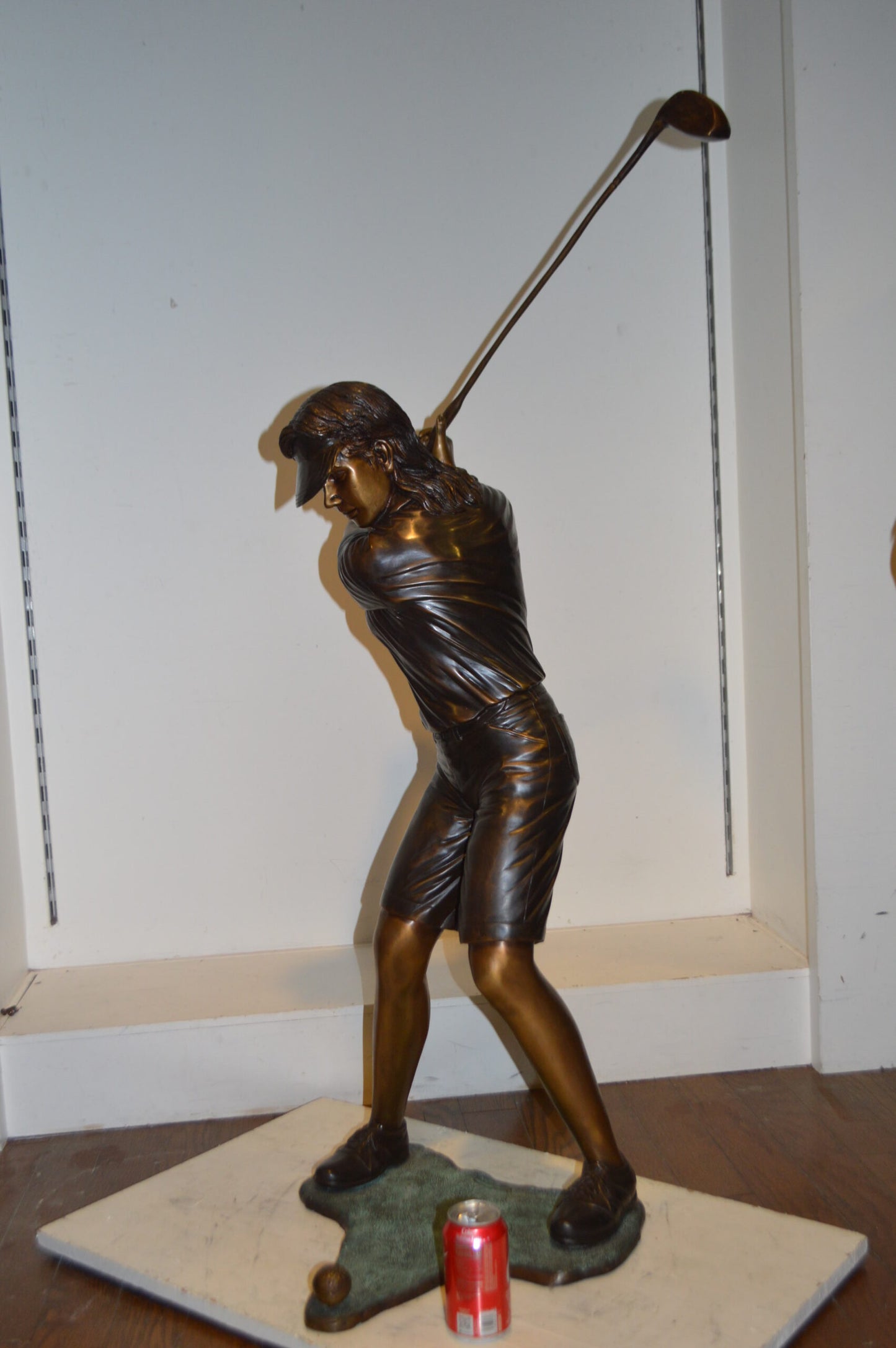 Susan Plays Golf Bronze Statue - Size: 18"L x 23"W x 47"H.