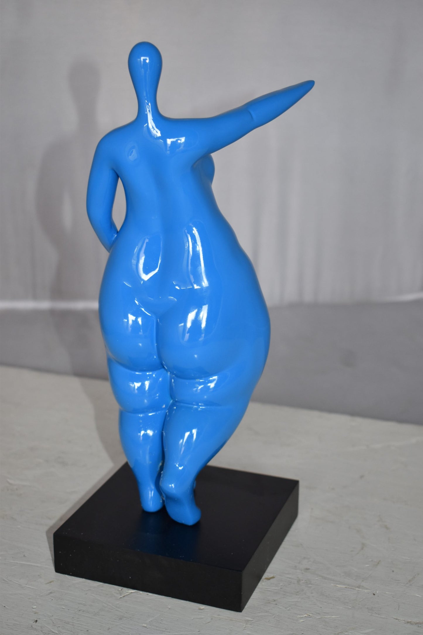 Modern art Voluptuous Blue Lady Hand Forward Resin Statue Size: 8" x 6" x 14"H