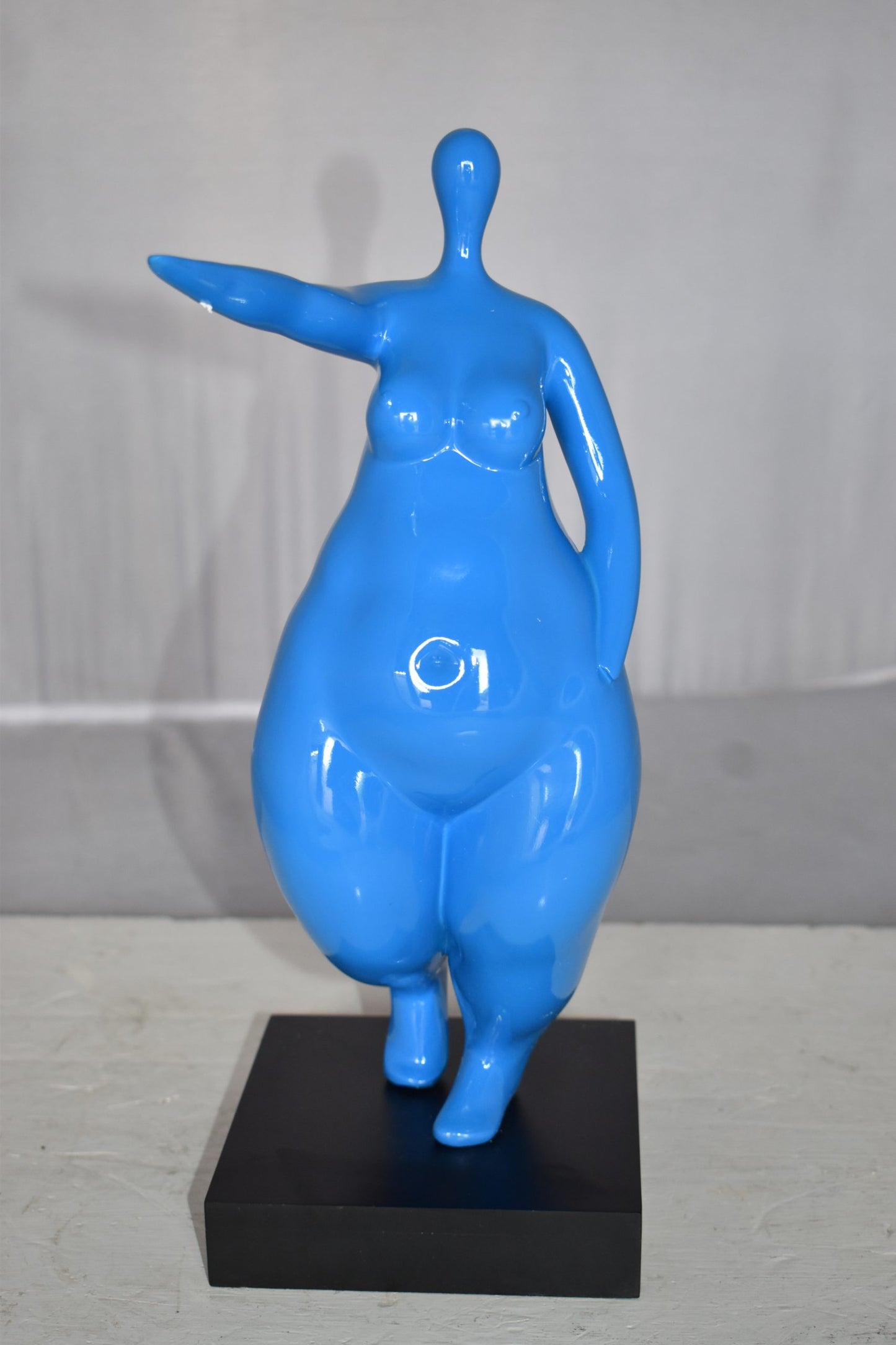 Modern art Voluptuous Blue Lady Hand Forward Resin Statue Size: 8" x 6" x 14"H