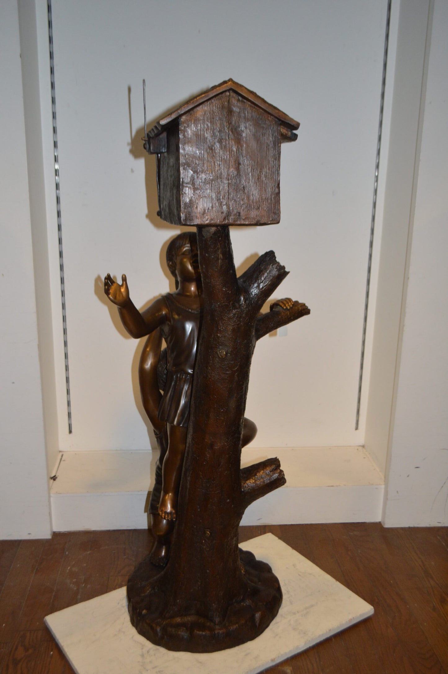 Two Kids Climbing A Mailbox - Size: 30"L x 21"W x 57"H.