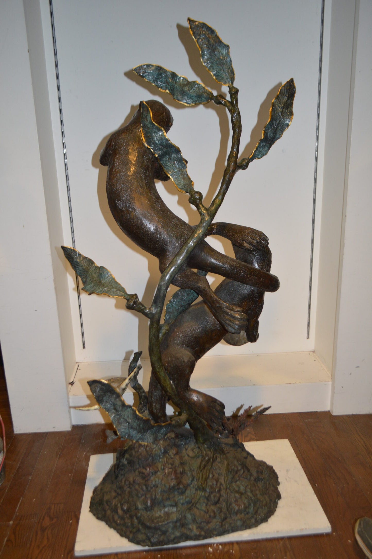 Duet of Otters Bronze Statue Fountain - Size: 24"L x 20"W x 64"H.