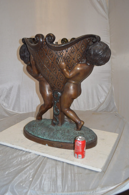 Two Kids Holding a Pot Bronze Statue Fountain - Size: 28"L x 17"W x 29"H.