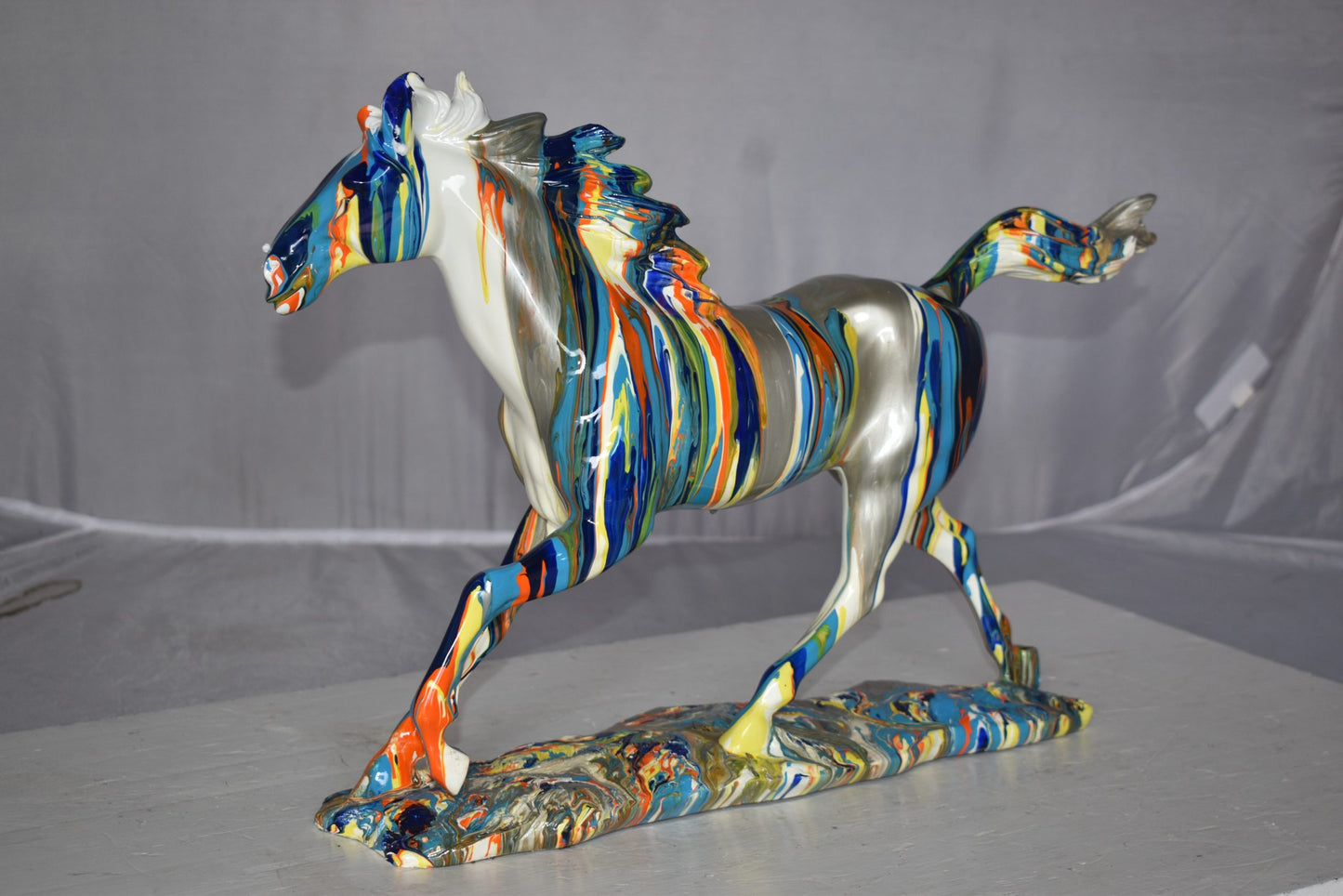 Running Horse Modern Art Graffiti Resin Statue Size: 20" x 5" x 14"H