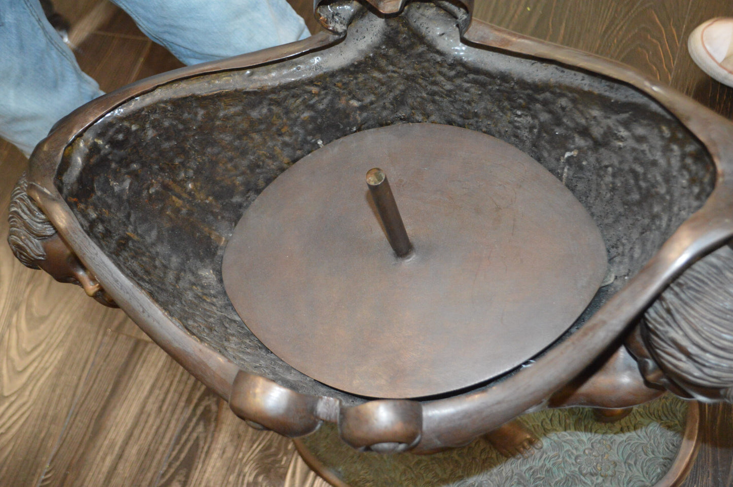 Two Kids Holding a Pot Bronze Statue Fountain -  Size: 28"L x 17"W x 29"H.