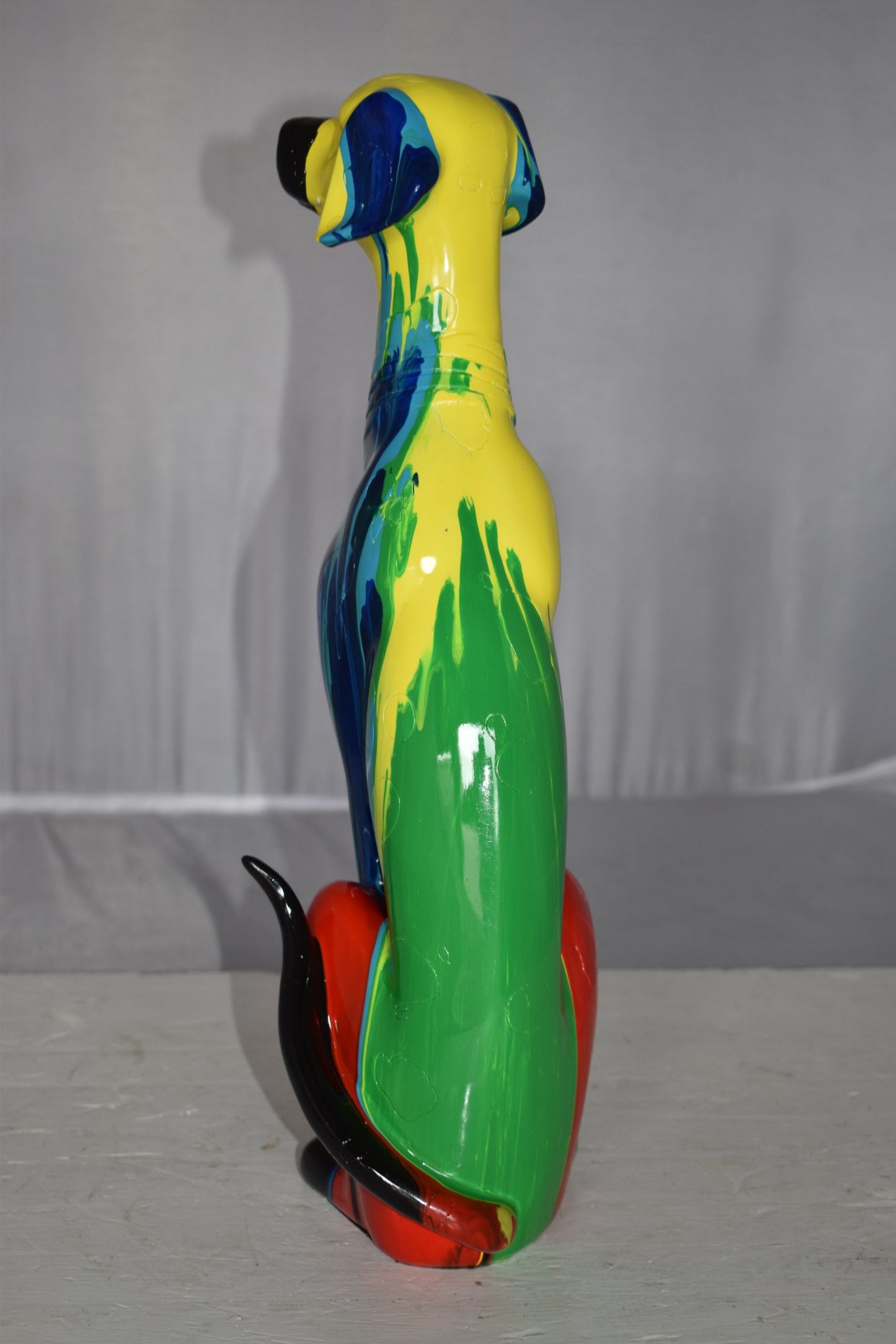 Modern Art of a Greyhound Dog Sitting Statue Made of Resin Size: 7" x 5" x 17"H