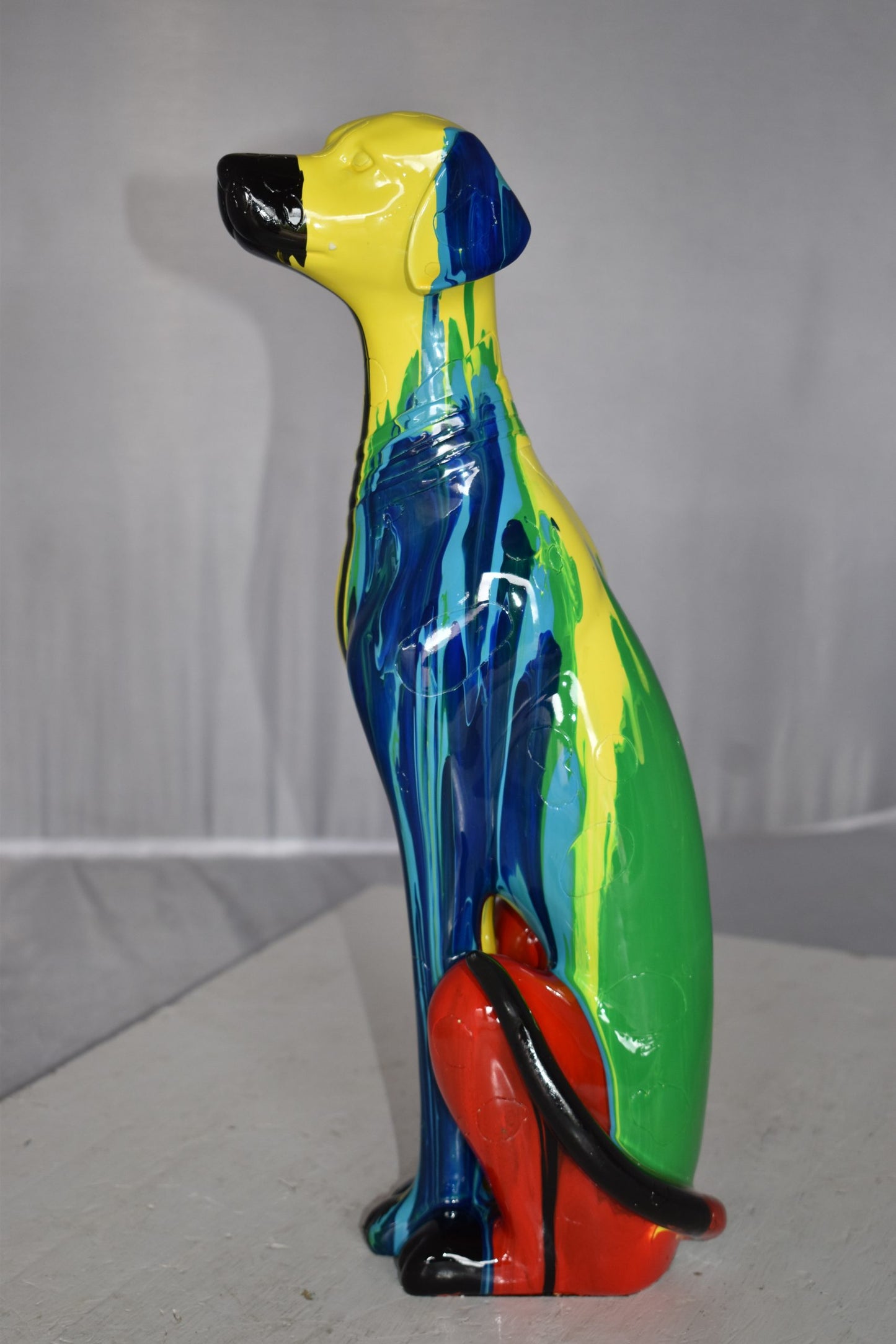 Modern Art of a Greyhound Dog Sitting Statue Made of Resin Size: 7" x 5" x 17"H