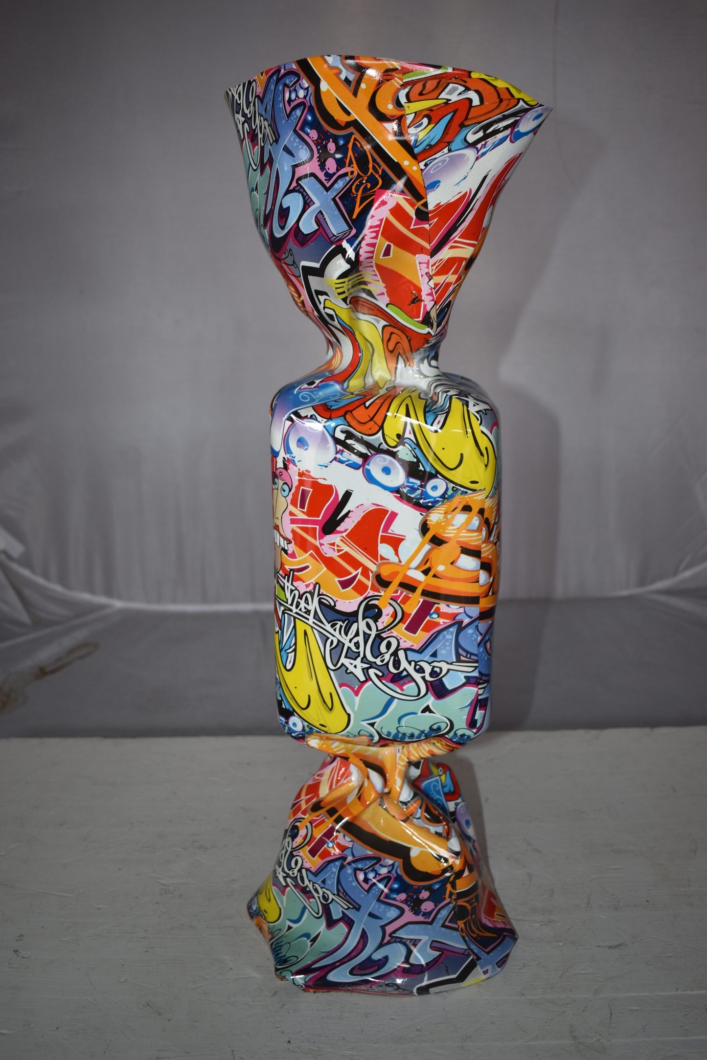 Modern Art of a Large Graffiti Candy Statue Made of Resin Size: 9" x 8" x 24"H