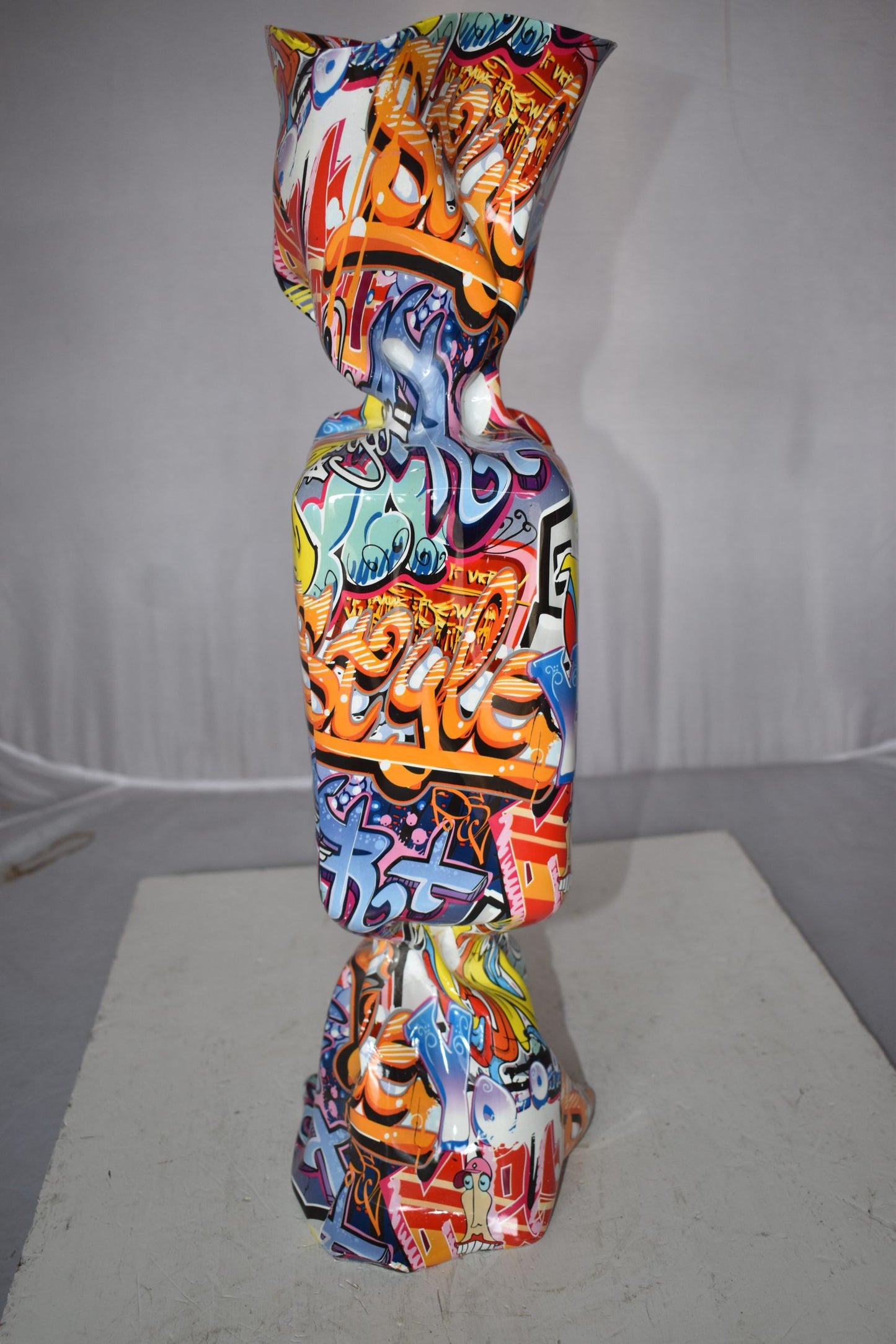 Modern Art of a Large Graffiti Candy Statue Made of Resin Size: 9" x 8" x 24"H