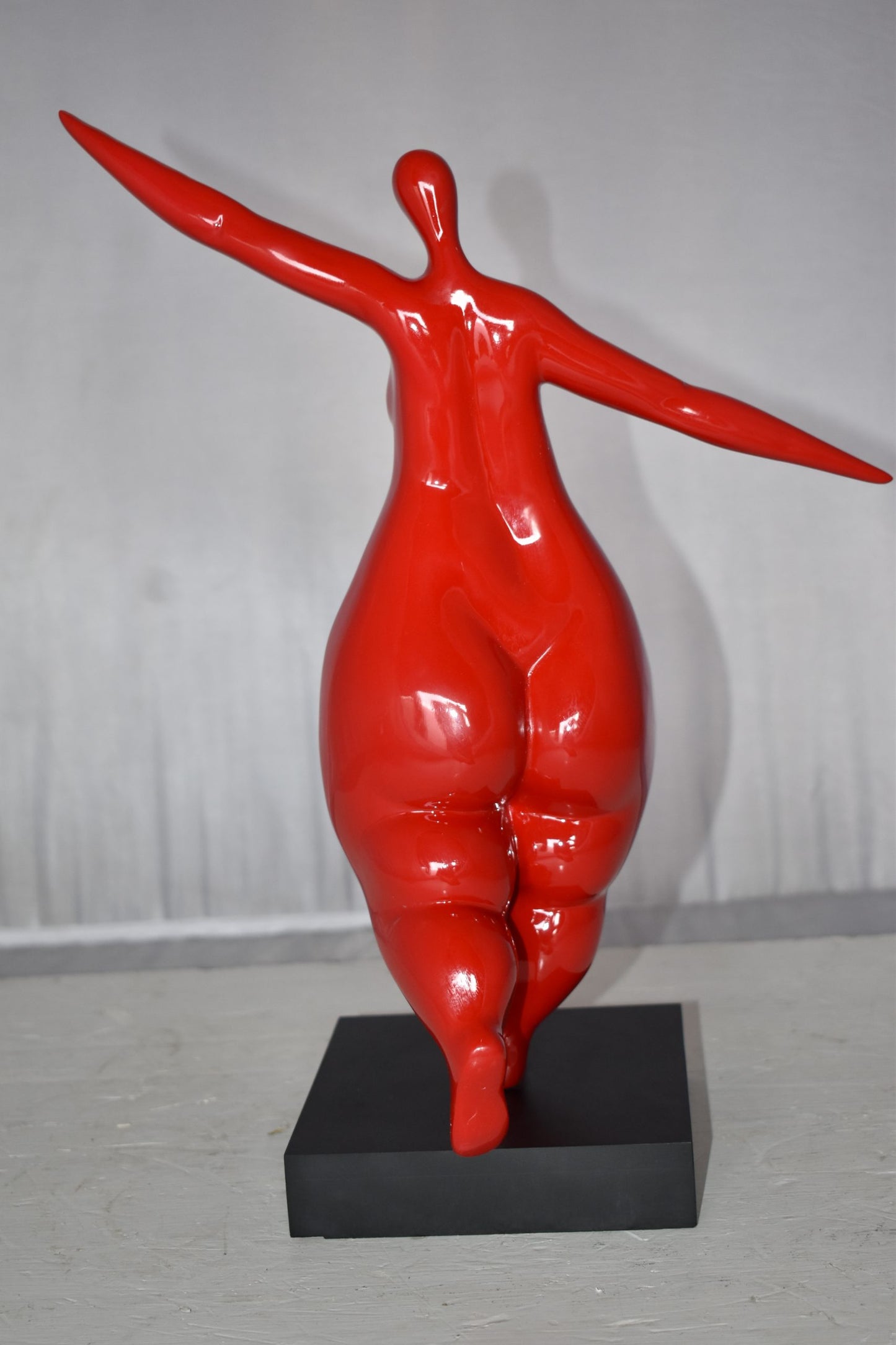 Modern Art Voluptuous Red Lady Hand Up Resin Statue Size: 14" x 5" x 16"H