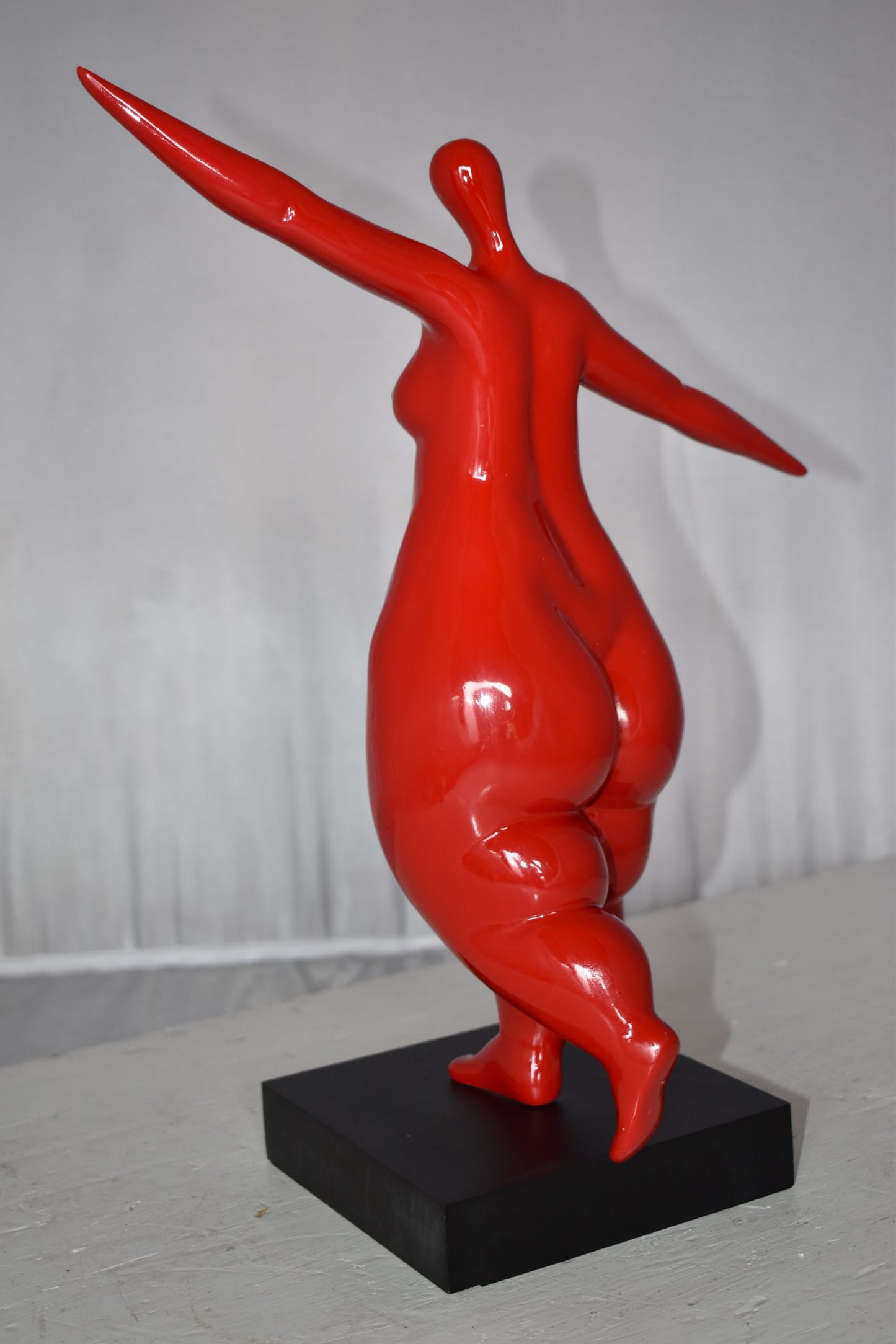 Modern Art Voluptuous Red Lady Hand Up Resin Statue Size: 14" x 5" x 16"H