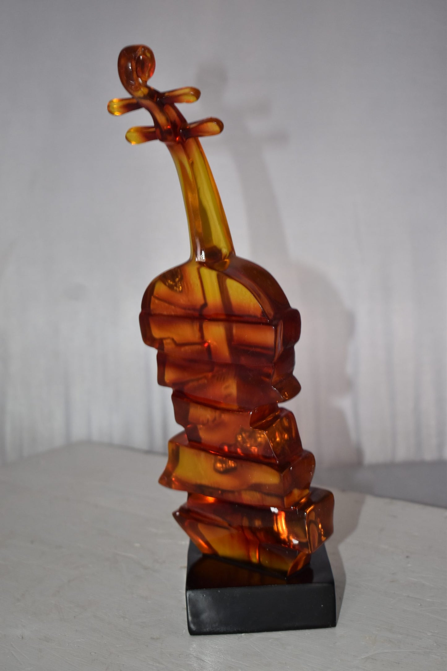 Artistic Violin Statue Mounted on a Base Made of Resin Size: 6" x 5" x 14"H