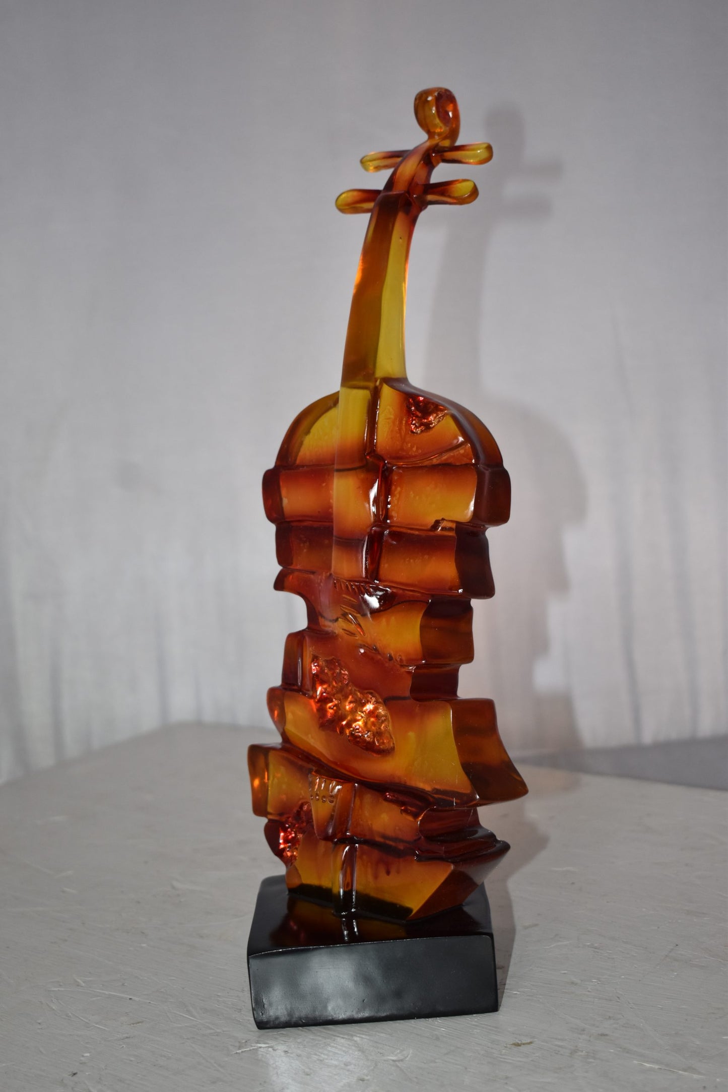 Artistic Violin Statue Mounted on a Base Made of Resin Size: 6" x 5" x 14"H