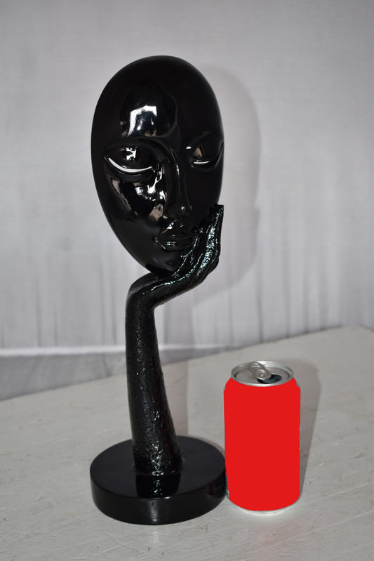 Modern Art Black Thinking Head Statue Made of Resin Size: 6" x 4" x 16"H