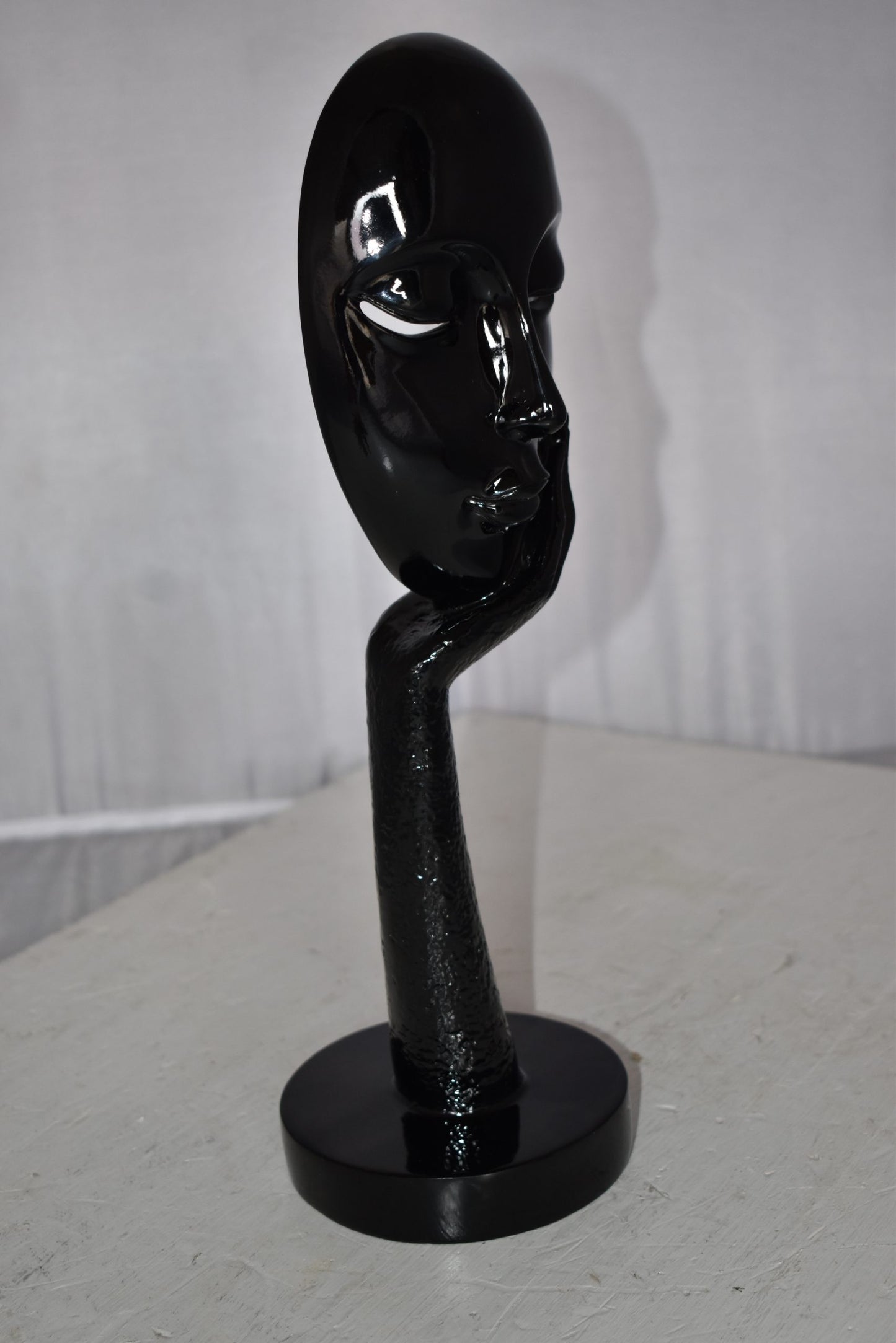 Modern Art Black Thinking Head Statue Made of Resin Size: 6" x 4" x 16"H