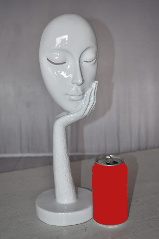 Modern Art White Thinking Head Statue Made of Resin Size: 6" x 4" x 16"H