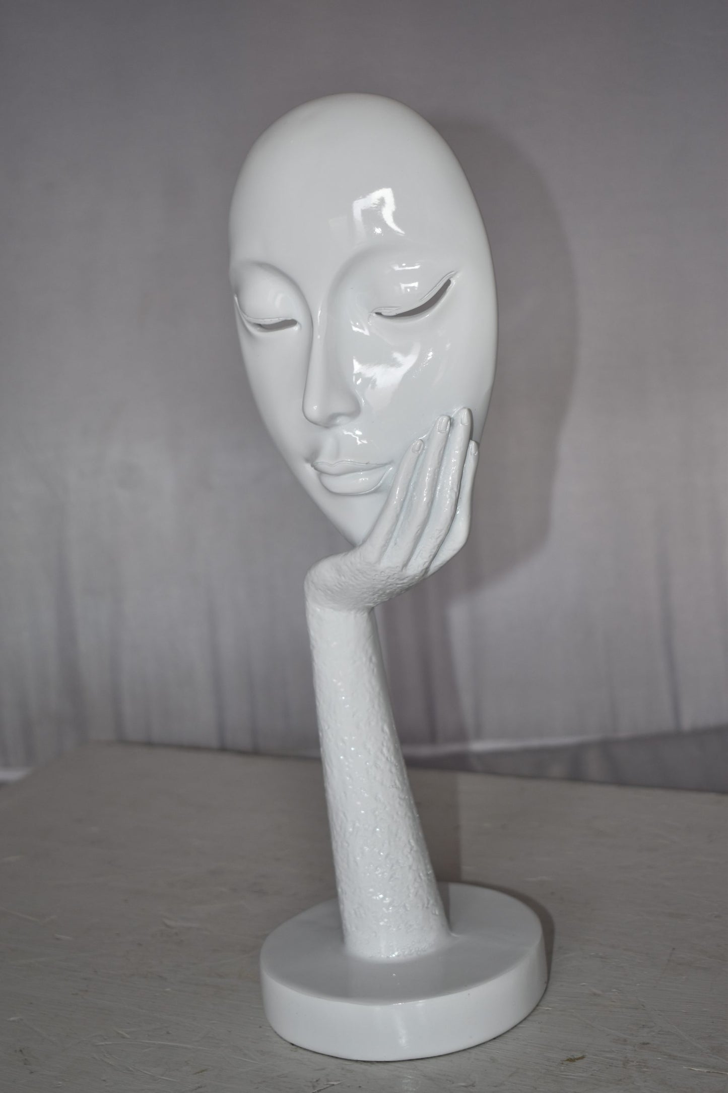 Modern Art White Thinking Head Statue Made of Resin Size: 6" x 4" x 16"H