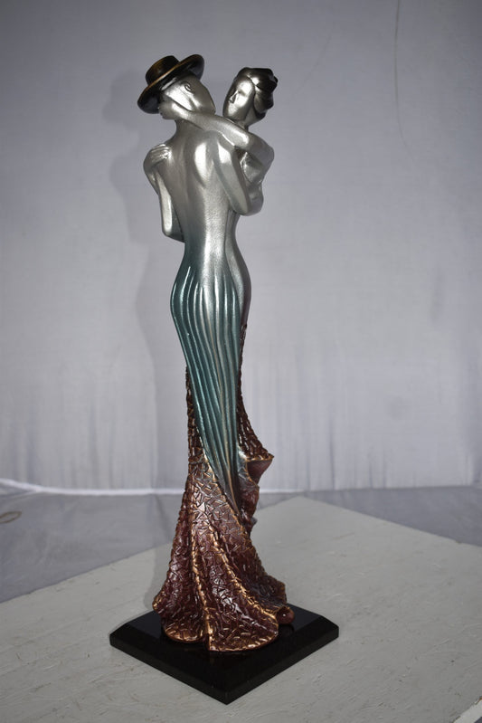 Young Lovers French Kissing Statue Made of Resin Size: 7" x 7" x 23"H