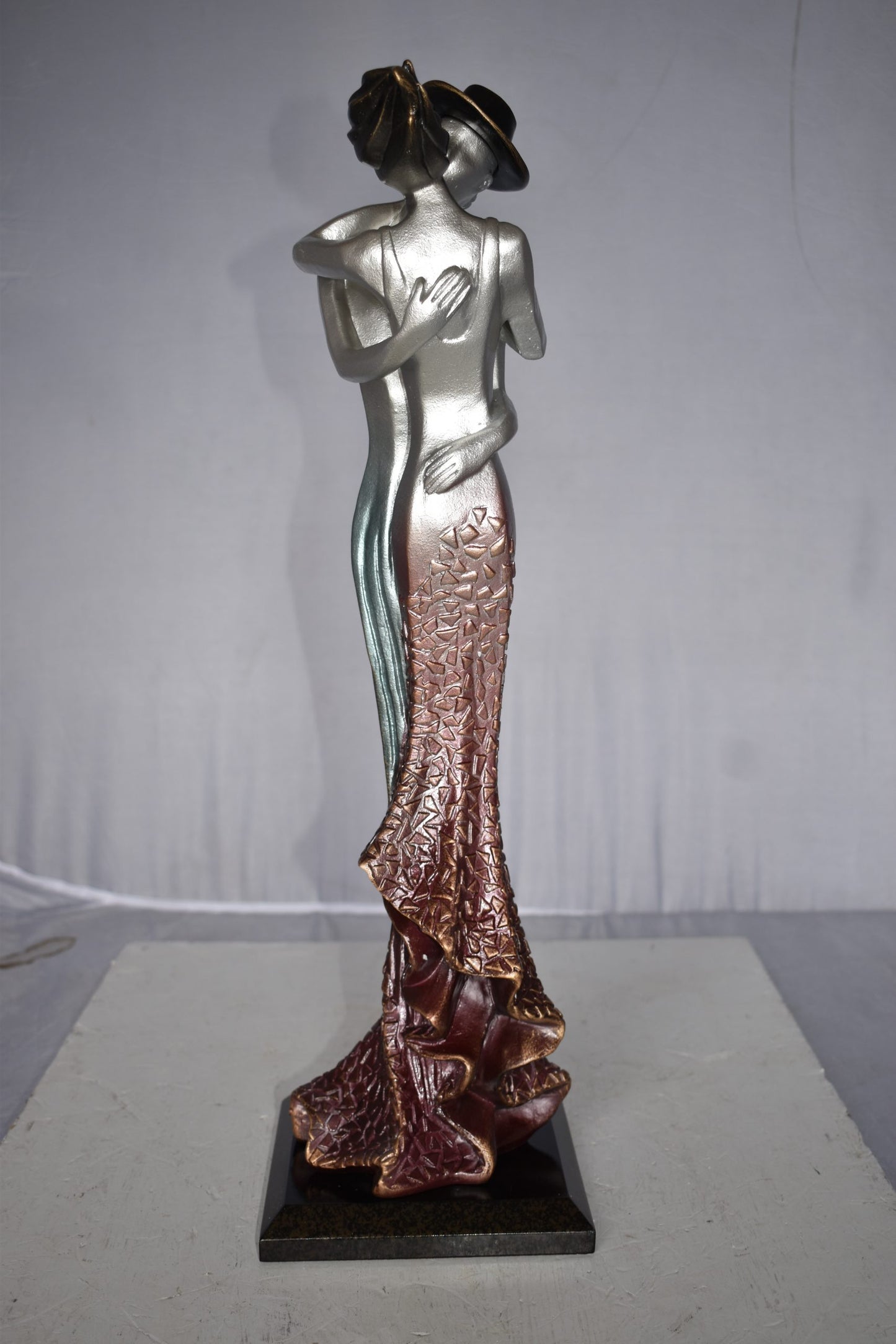 Young Lovers French Kissing Statue Made of Resin Size: 7" x 7" x 23"H