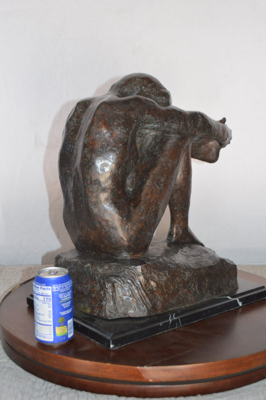 The Despair Rodin Replica Bronze Statue - Size: 12"L x 11"W x 19"H.