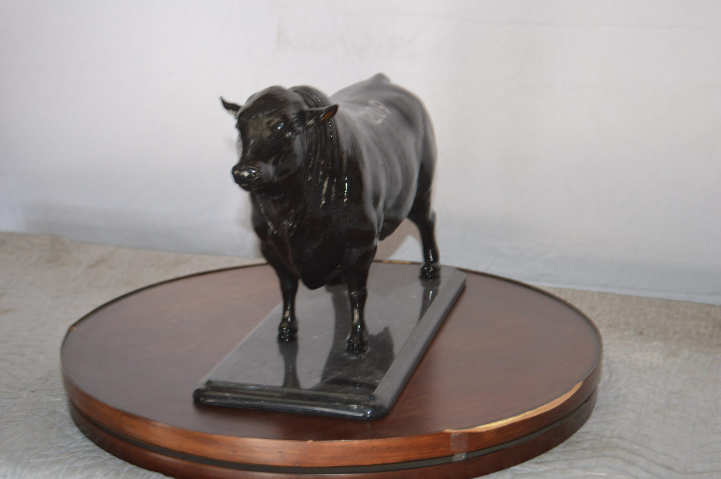 Bull Standing on a Marble base Bronze Statue - Size: 19"L x 8"W x 13"H.