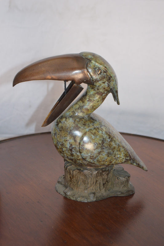 Toucan Bird Bronze Statue Fountain Small -  Size: 10"L x 5"W x 10"H.