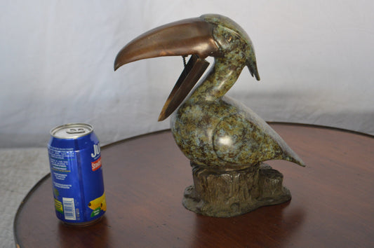 Toucan Bird Bronze Statue Fountain Small - Size: 10"L x 5"W x 10"H.