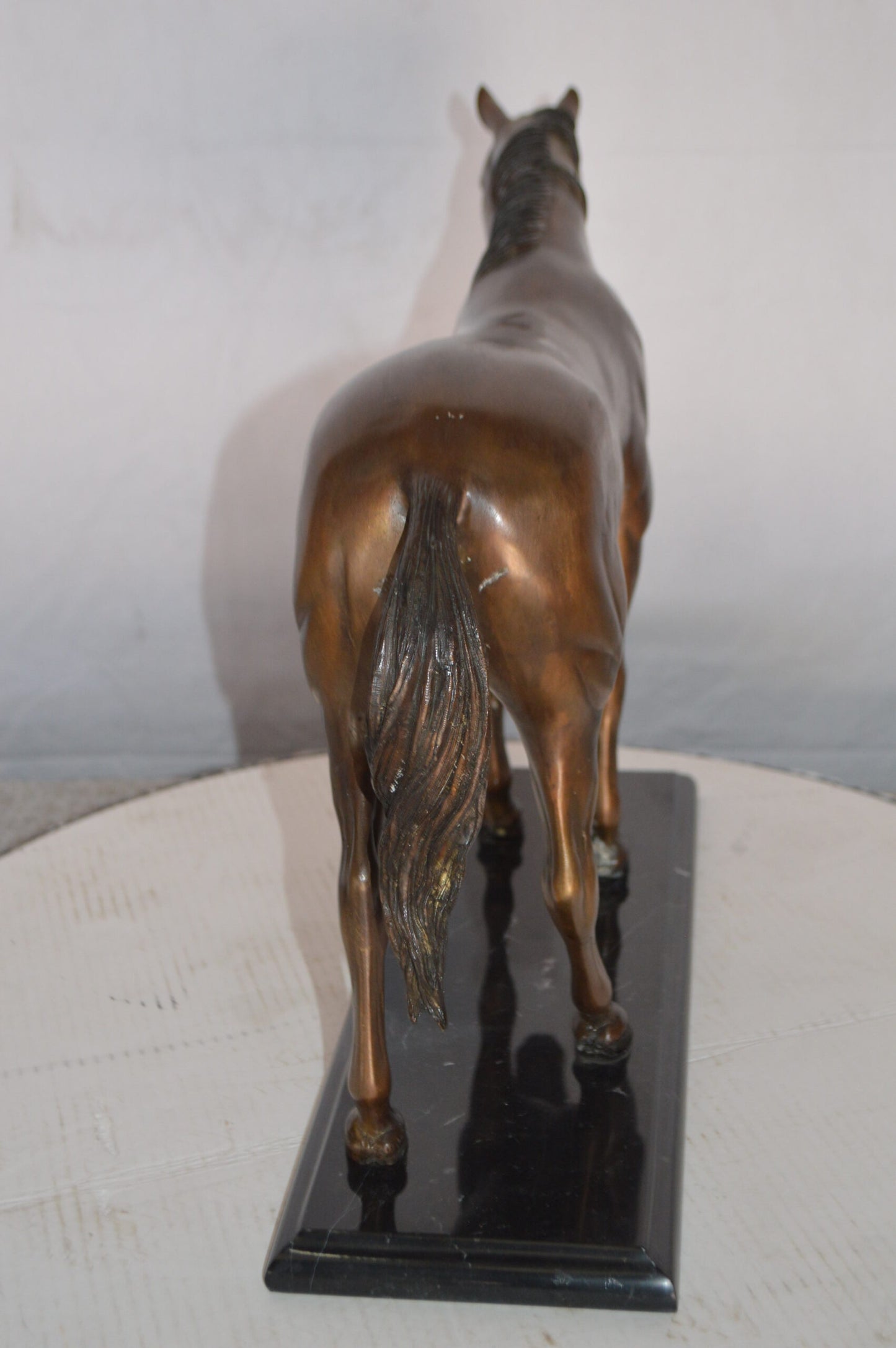 Horse Standing Bronze Statue Mounted on Marble Base - Size: 19"L x 5"W x 13"H.