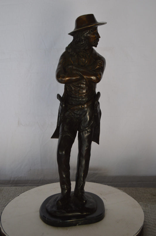 Wild Bill Hickok Bronze Statue mounted on Marble - Size: 12"L x 12"W x 32"H.