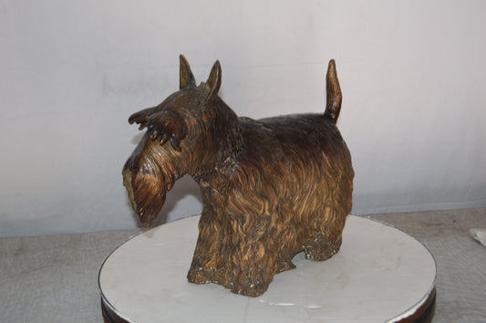 Terrier Dog Bronze Statue -  Size: 19"L x 8"W x 15"H.