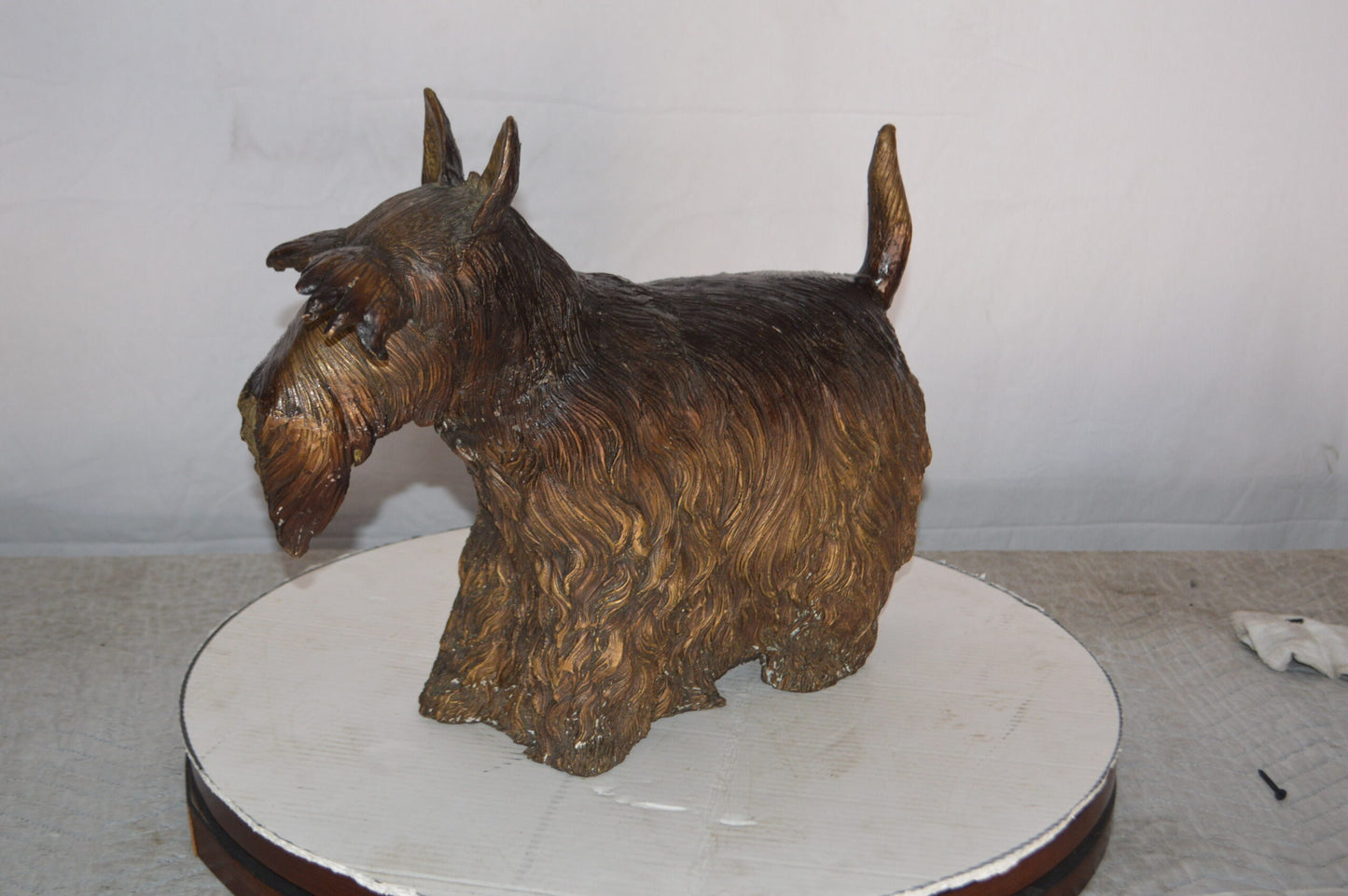Terrier Dog Bronze Statue - Size: 19"L x 8"W x 15"H.