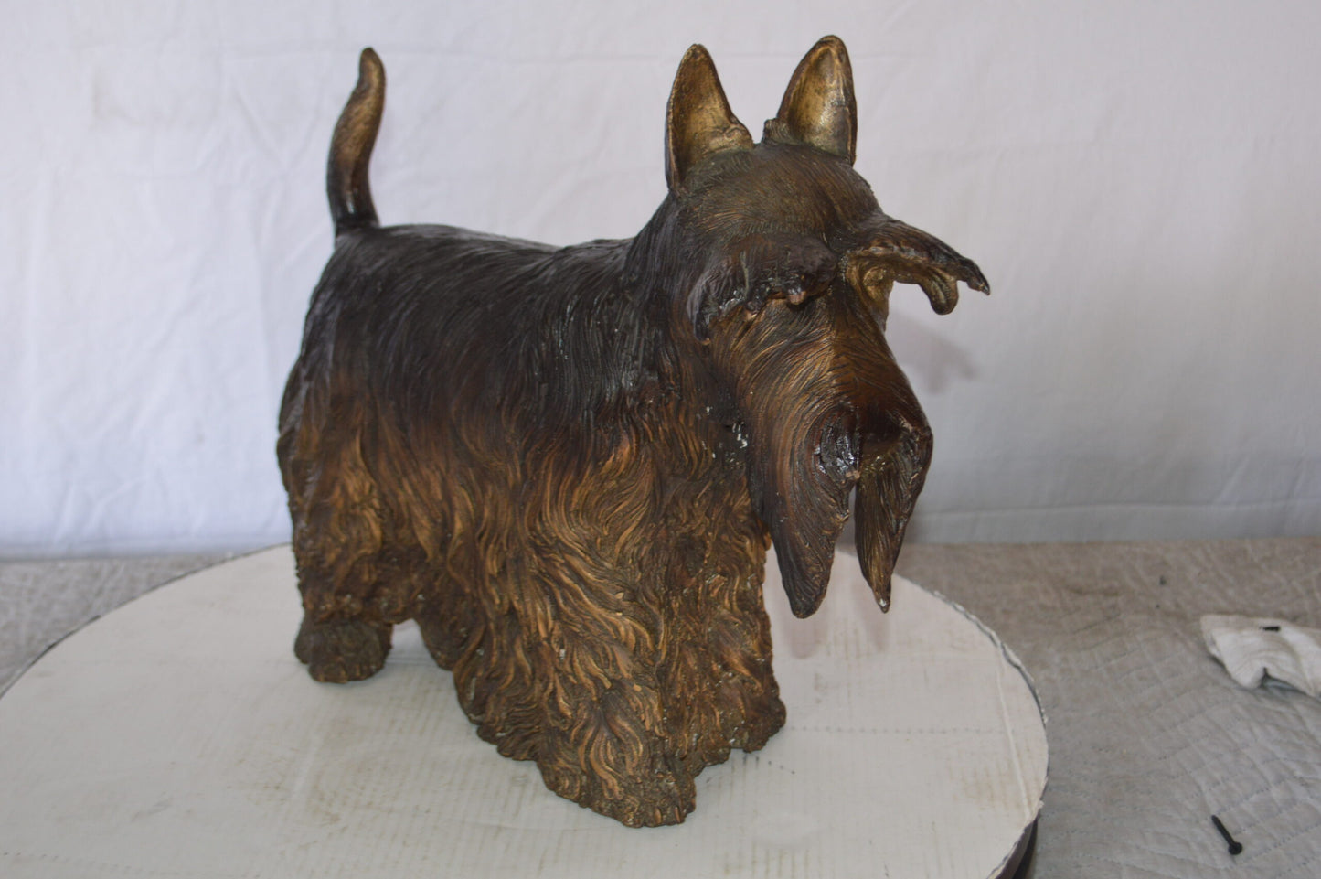 Terrier Dog Bronze Statue - Size: 19"L x 8"W x 15"H.