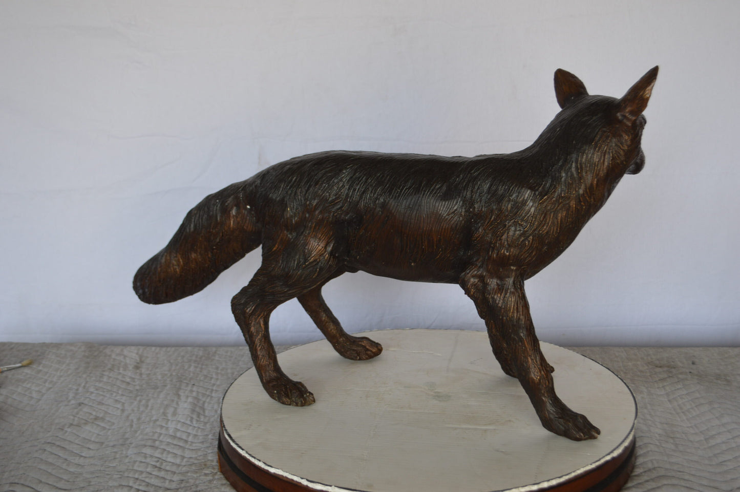Fox Standing Bronze Statue - Size: 36"L x 11"W x 19"H.