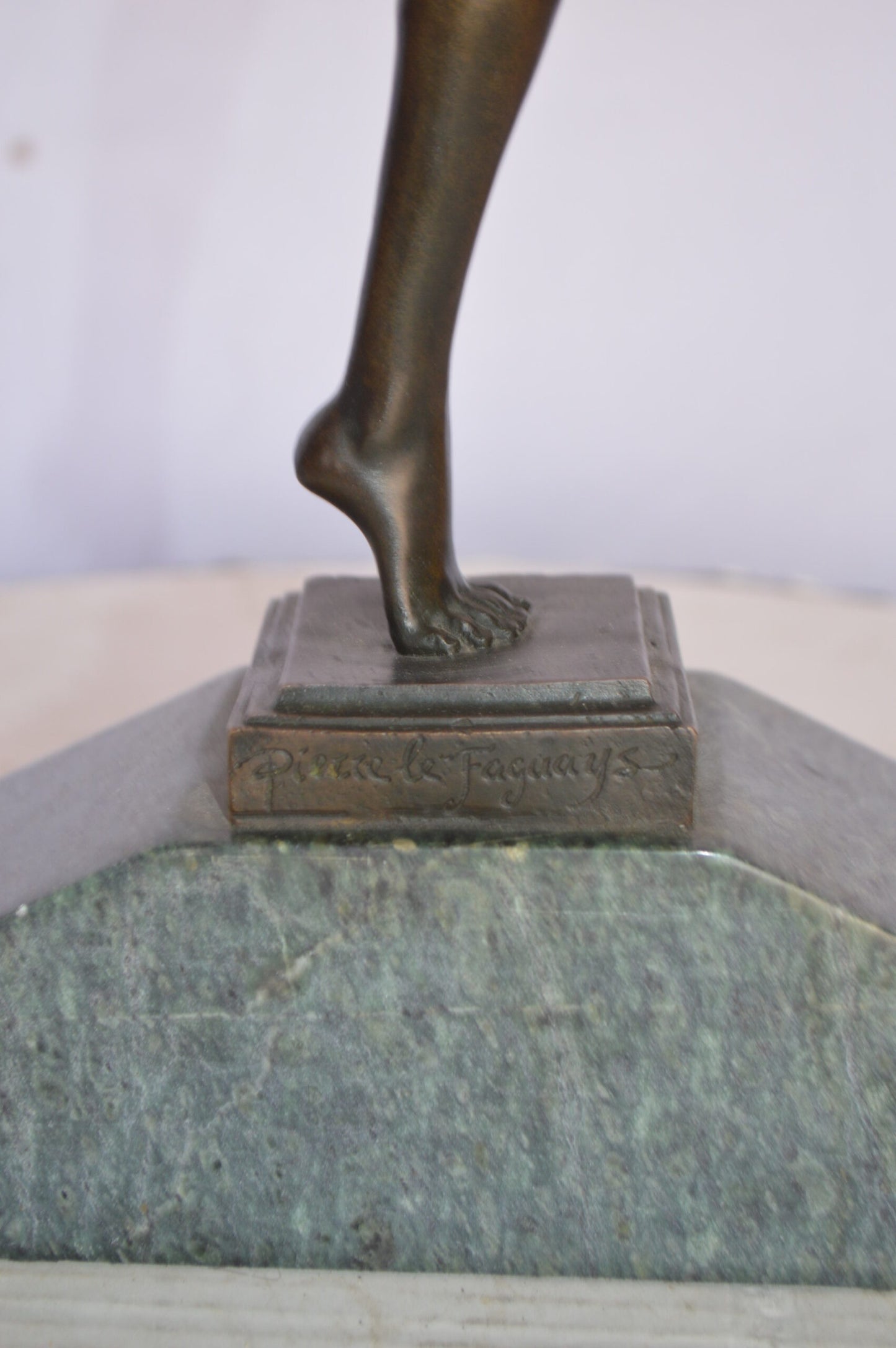 Woman Fighter with Sword Bronze Statue - Size: 19"L x 5"W x 20"H.