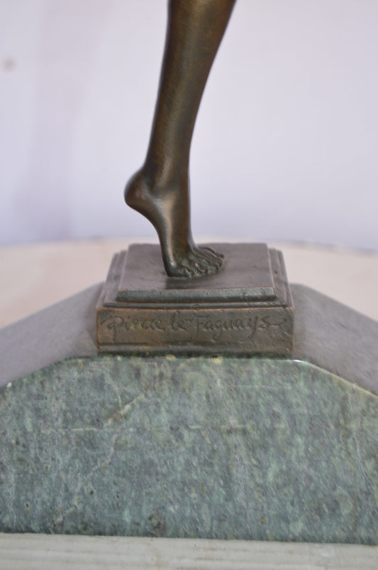 Woman Fighter with Sword Bronze Statue -  Size: 19"L x 5"W x 20"H.