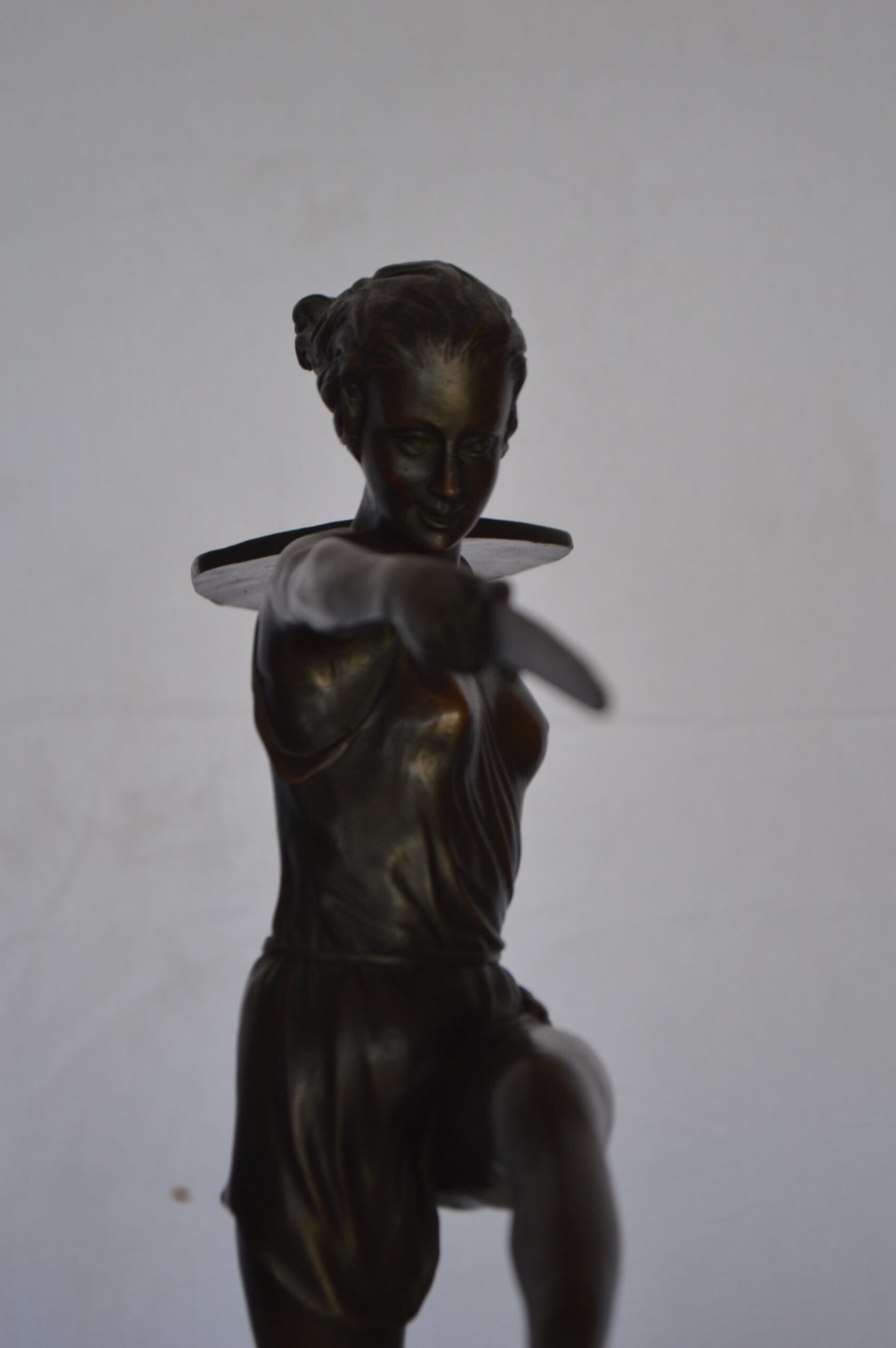 Woman Fighter with Sword Bronze Statue - Size: 19"L x 5"W x 20"H.
